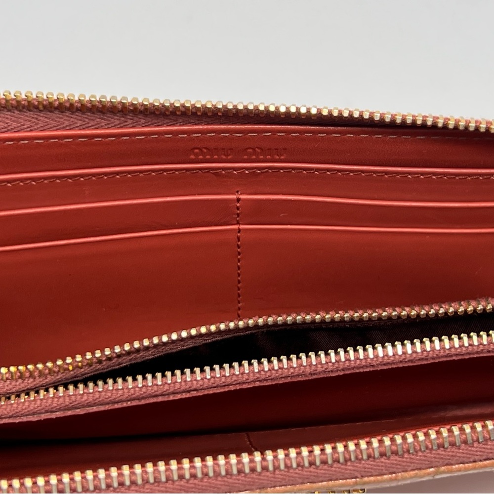 Authentic MIU MIU Croc Embossed Pink Leather Zip Long Wallet Clutch - Picture 11 of 15